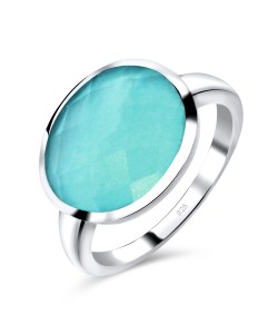 Aqua Chalcedony Silver Rings NSR-2234